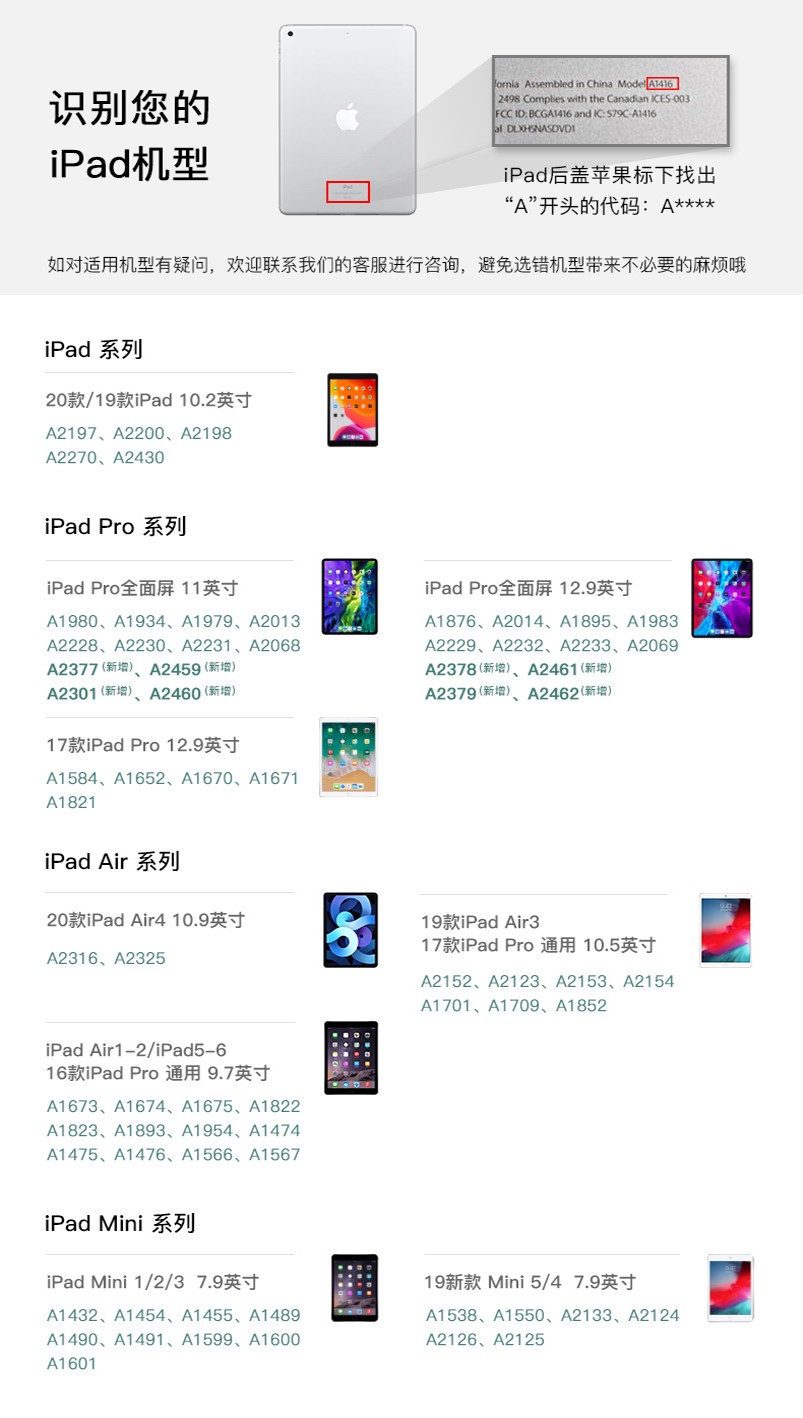 根据型号代码定制iPad书写钢化膜